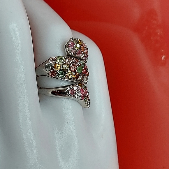 Natural Tourmaline 3mm 14K White Gold on 925 Sterling Silver Ring Sz 6.5 - Picture 3 of 10